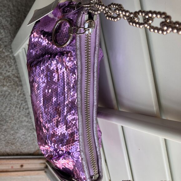 Lilac Coach Poppy Sequin Chain Limited Edition Demi Bag NWT - Picture 2 of 8